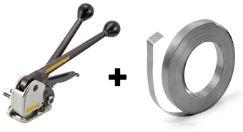 Устройство для обвязки грузов Mantella KZS-35 и стальная упаковочная лента 0,70мм х 19мм 