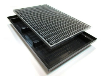 Грязезащитный поддон грязесборный придверный пластиковый с решеткой стальной комплект на вход в кафе торговый центр магазин