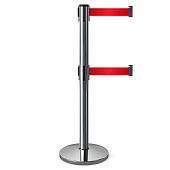 Ленточное ограждение столбик стойка с двумя лентами с двойной вытяжной лентой 3 метра