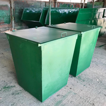 Контейнер с крышкой бак для мусора мусорный ТБО 1,1 м3  ТКО зеленый НДС