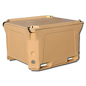 Изотермический контейнер 1000 литров 1470х1180х965 с крышкой (бежевый)
